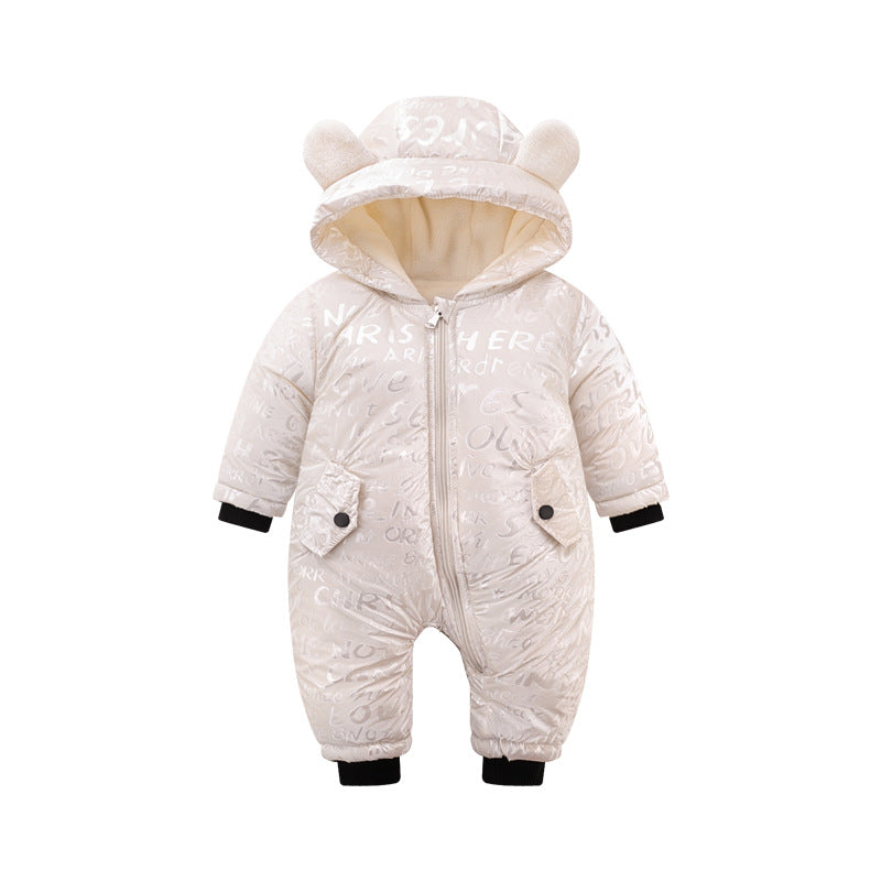 Metallic Writing Winter Snowsuit